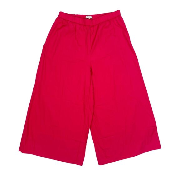 MADEWELL Pull-On Culottes M Cotton Poplin Watermelon Pink Crop Wide Leg B35 - Picture 2 of 6
